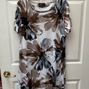 F womens Abby Joy casual stretch cap sleeve floral plus size dress XXL